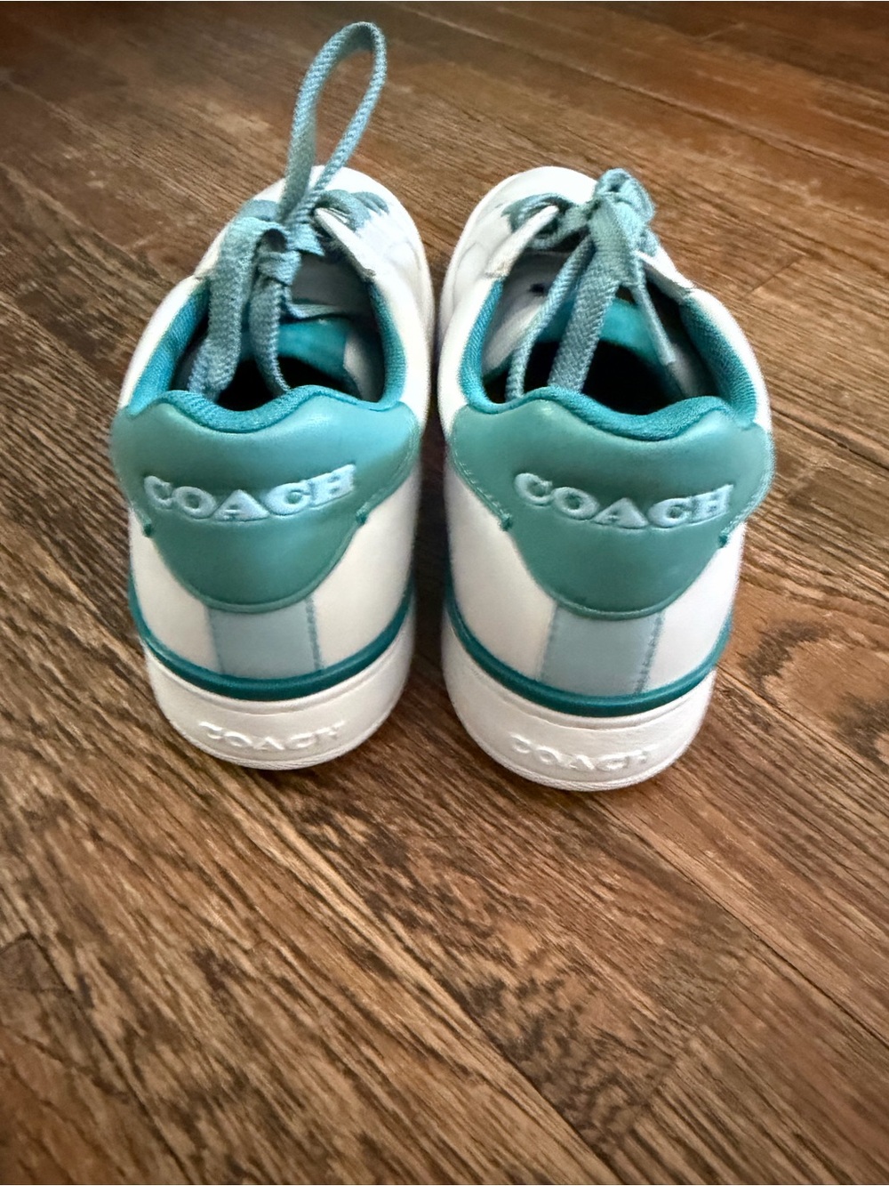 Coach White Sneakers with Teal Accents - Picture 3 of 3